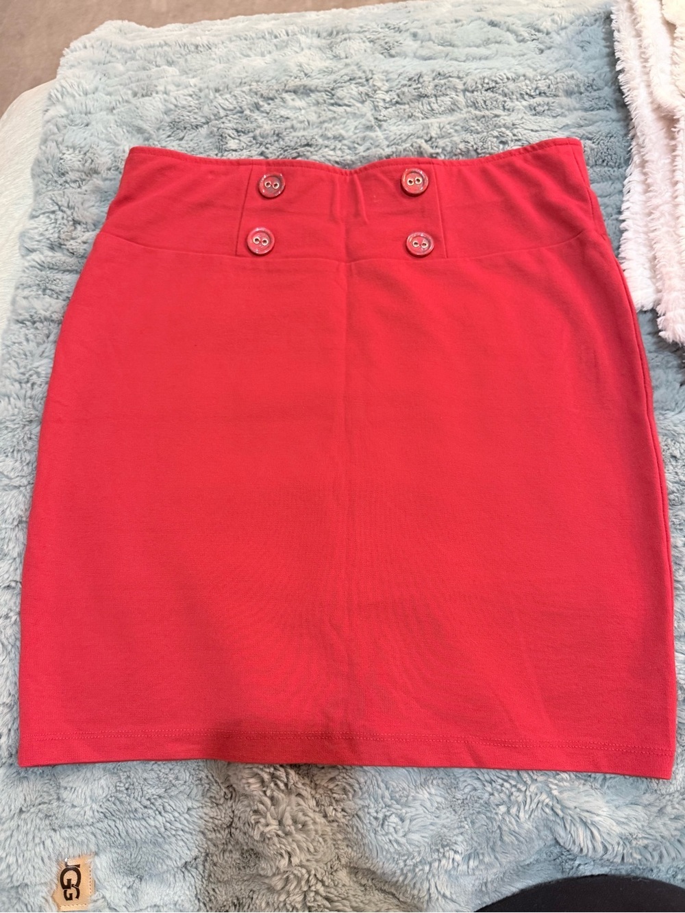 Soft One Red Ponte Mini Skirt Size 10 ( Eur42)
